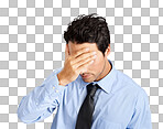 A businessman looking dismayed isolated on a png background