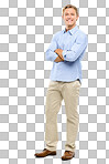  a handsome businessman standing alone in the studio and posing with his arms folded isolated on a png background