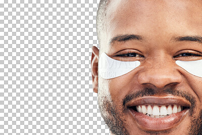Buy stock photo Studio portrait of a handsome young man wearing under-eye patches against a white background