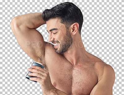 Buy stock photo Shot of a man applying deodorant to his underarms