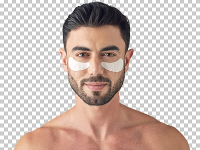 Buy stock photo Studio shot of a handsome young man wearing under-eye patches