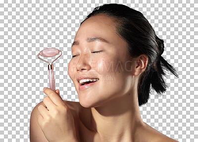Buy stock photo Studio shot of a beautiful young woman holding a face roller