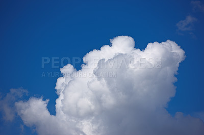 Buy stock photo Nature, space and environment with clouds in blue sky for heaven, peace and climate. Sunshine, mockup and dream with fluffy cloudscape in ozone air for freedom, pattern and weather meteorology