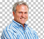 portrait of a smiling mature man isolated on a png background