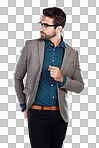 A handsome man posing isolated on a png background