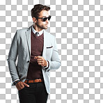 A handsome man posing isolated on a png background