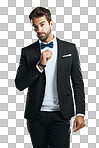 A handsome man wearing a tuxedo isolated on a png background