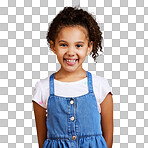 A portrait mixed race girl looking standing alone isolated Cute hispanic child posing inside. Happy and cute kid smiling and looking carefree in casual clothes isolated on a png background