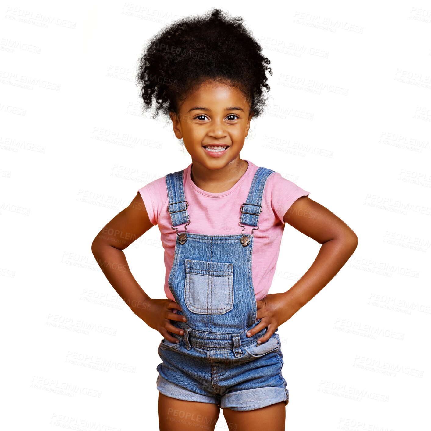 Buy stock photo Happy, smile and fashion with portrait of child on transparent background for youth, fresh or trendy style. Pride, happiness and natural with face of young girl on png for cute, casual and confidence