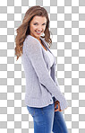 A young woman looking at the camera isolated on a png background