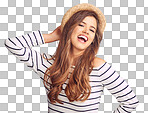 Studio portrait of an attractive and happy young woman posing isolated on a png background