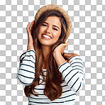 Studio shot of a beautiful young woman smiling isolated on a png background