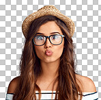 Studio shot of a beautiful young woman pouting against isolated on a png background