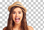 Studio portrait of an attractive young woman looking excited isolated on a png background