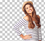 Studio portrait of an attractive and happy young woman posing isolated on a png background