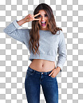 An attractive young woman posing her her hand in her pocket isolated on a png background