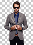 Studio shot of a stylishly dressed young man isolated on a png background