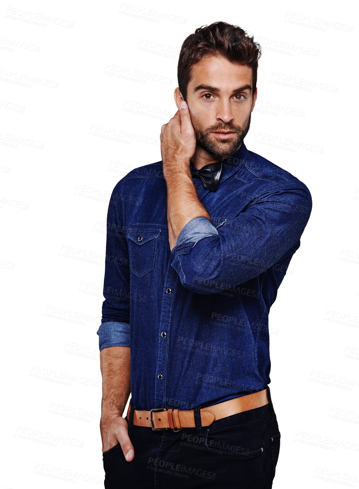 Buy stock photo Handsome, stylish and portrait of a working man isolated on a transparent png background. Fashion, shirt and a young businessman with corporate clothes for professional career, elegance and style