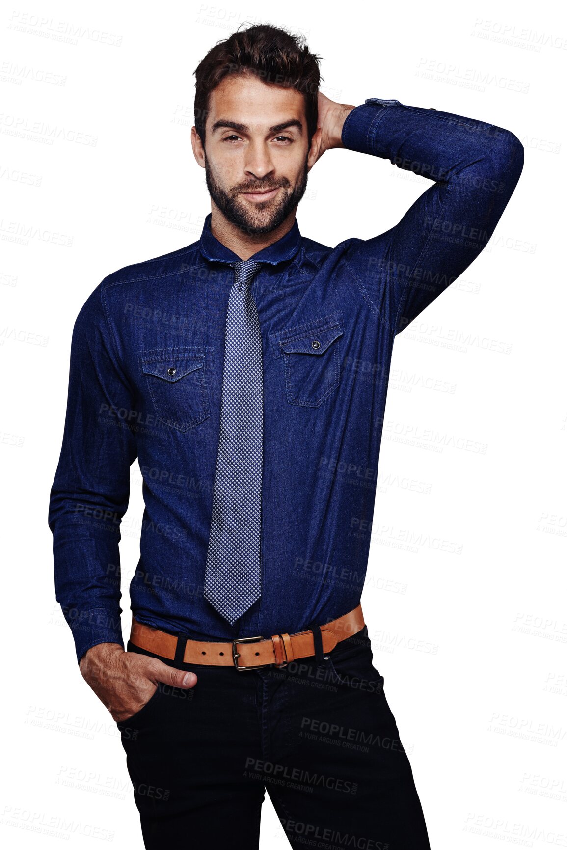 Buy stock photo Confident, smile and portrait of businessman with fashion isolated on a transparent png background. Handsome, happy and a young man in corporate clothes with confidence and gentleman class and style
