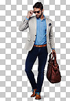 Studio shot of a stylishly dressed young man isolated on a png background