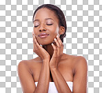 Studio shot of a beautiful young woman touching her skin isolated on a png background