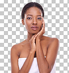 Studio shot of a beautiful young woman touching her skin isolated on a png background