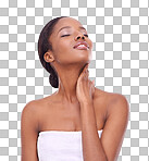 Studio shot of a beautiful young woman touching her skin isolated on a png background