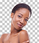 Studio shot of a beautiful young woman touching her skin isolated on a png background