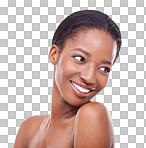 A gorgeous young woman with perfect skin looking at the camera isolated on a png background