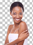 Studio shot of a beautiful young woman touching her skin isolated on a png background