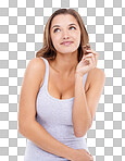 An attractive young woman enjoying a slab of chocolate isolated on a png background