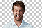 Studio portrait of a handsome young man winking isolated on a png background