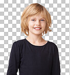 Portait of a pretty little girl smiling and standing isolated on a png background