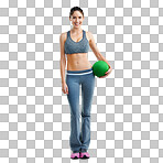 Studio shot of a fit young woman holding an exercise ball isolated on a png background