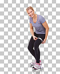 An attractive woman measuring her workout progress with a tape measure isolated on a png background