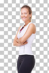 Studio portrait of an attractive woman in gym clothes isolated on a png background