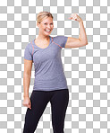 Studio portrait of an attractive woman in gym clothes isolated on a png background