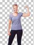 Studio portrait of an attractive woman in gym clothes isolated on a png background