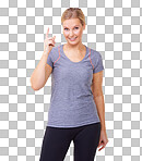 Studio portrait of an attractive woman in gym clothes isolated on a png background