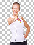 portrait of an attractive woman in gym clothes isolated on a png background