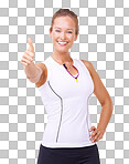 Studio portrait of an attractive woman in gym clothes isolated on a png background