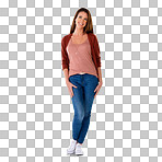 Studio shot of a young woman isolated on a png background