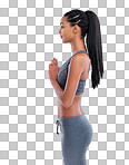 Cropped shot of a female athlete meditating isolated on a png background