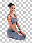 Full length portrait of a female athlete isolated on a png background