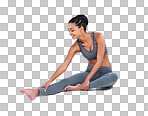 Full length shot of a female athlete stretching isolated on a png background