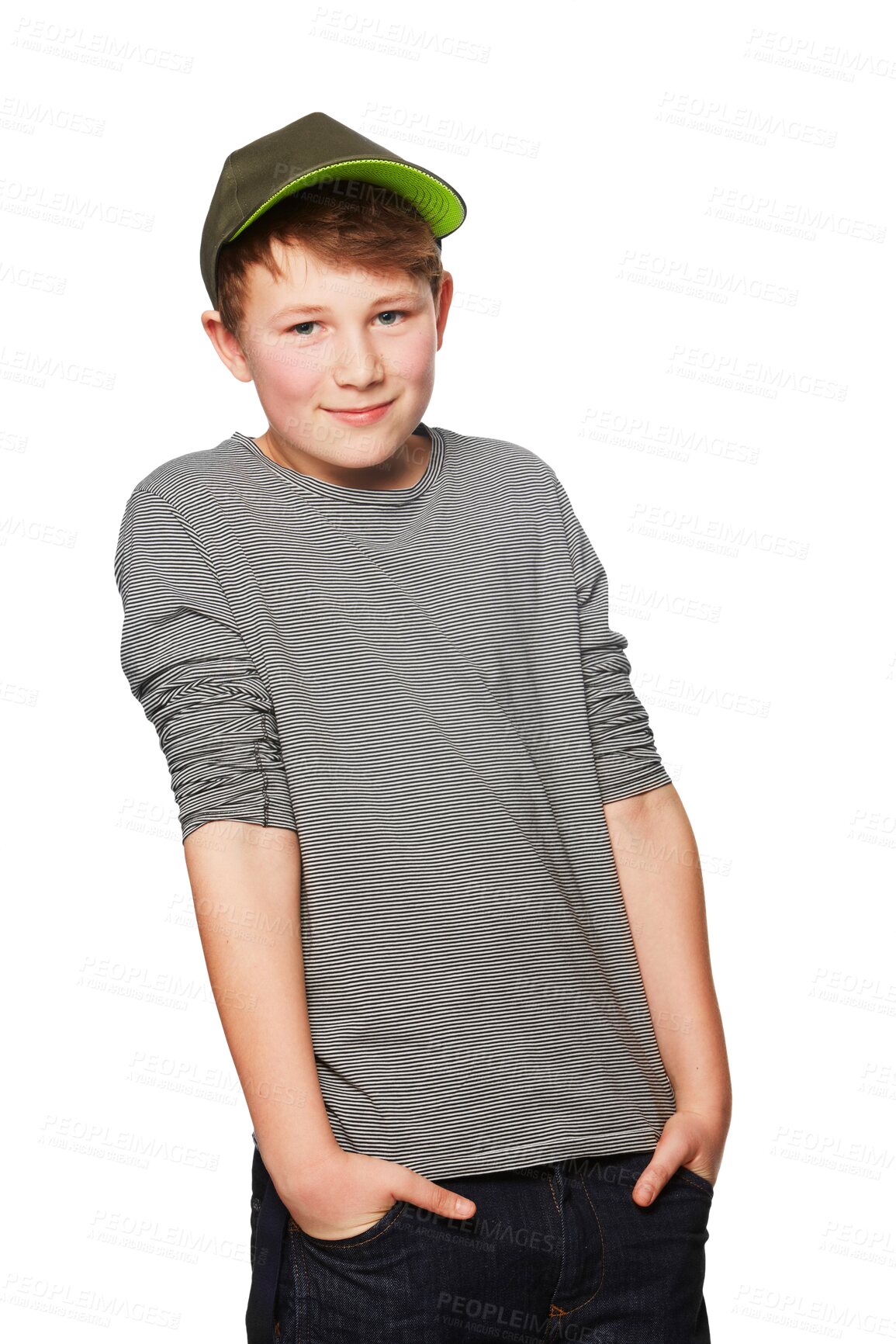 Buy stock photo Portrait, fashion and teenage boy smile while posing on isolated transparent and png background. Face, cool and male teenager person with streetwear, clothes and outfit, pose and youth aesthetic 