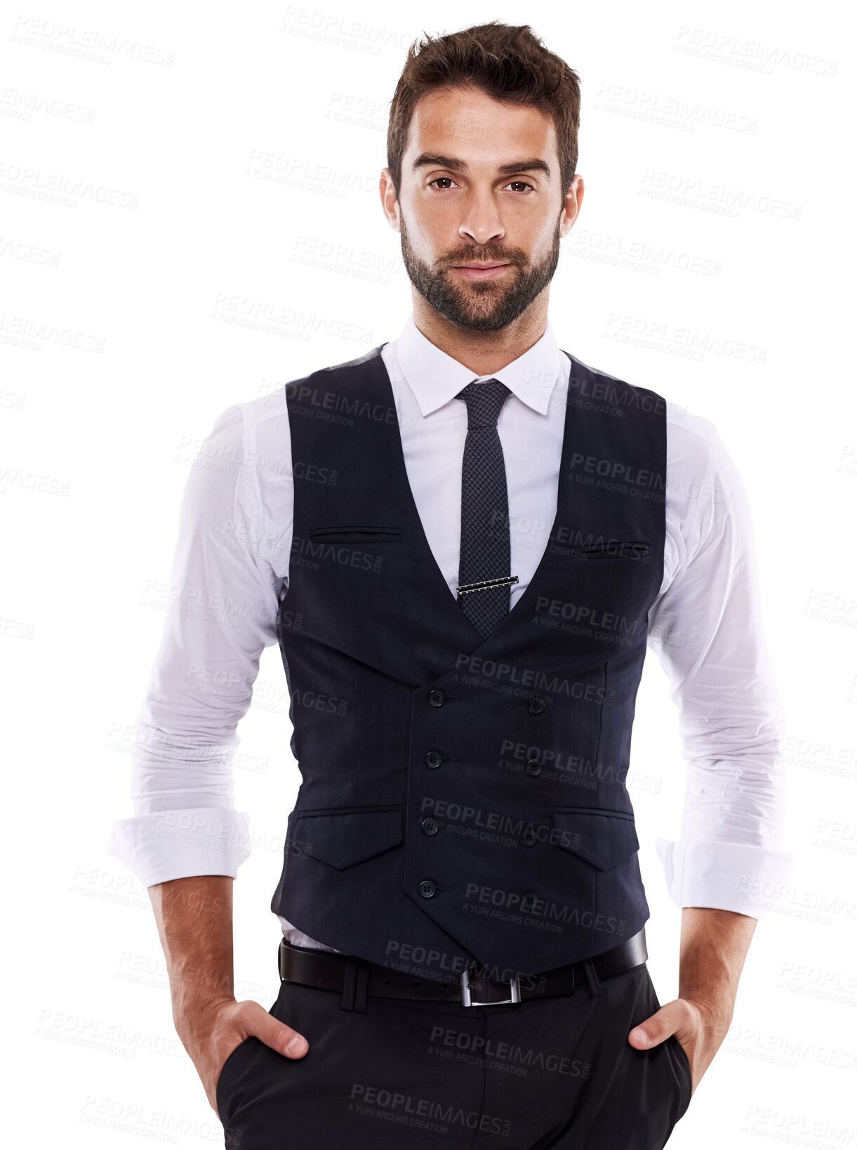 Buy stock photo Portrait, fashion and business man standing isolated on a transparent png background. Serious, confidence and handsome model and professional from Canada in stylish, trendy or classy clothes.