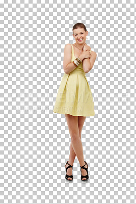 Buy stock photo Girl, prom and teenager in dress for portrait, party or event on transparent, isolated and png background. Teen, formal fashion and luxury clothes for high school, college or graduation celebration