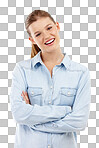 Studio portrait of a pretty teenage girl standing with her arms folded isolated on a png background