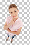 High angle shot of an attractive young woman with her hand on her chin isolated on a png background